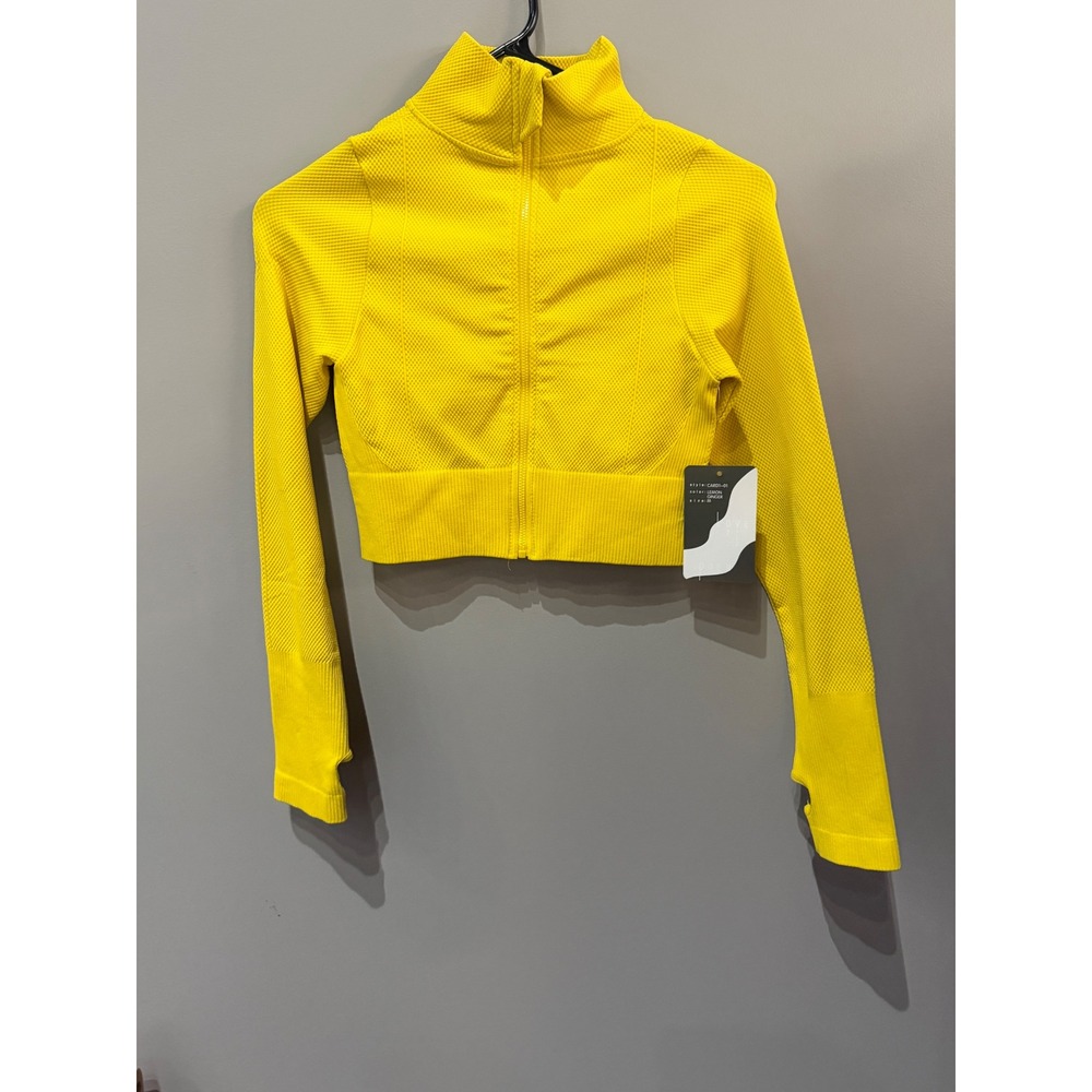 Love Poem by Block Lemon Ginger Seamless Cropped Zip Up Active Jacket M CARD1-01